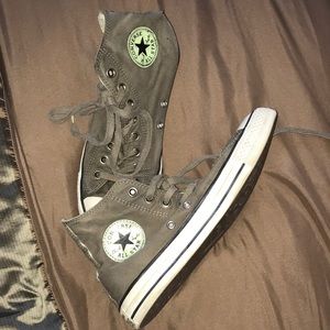 Army green converse hi tops